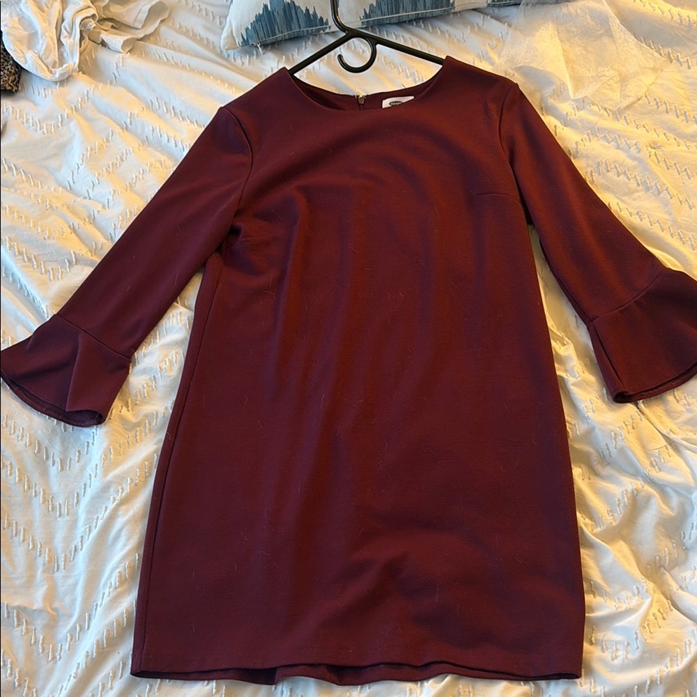 Old Navy Chic Burgundy Bell Sleeve Dress